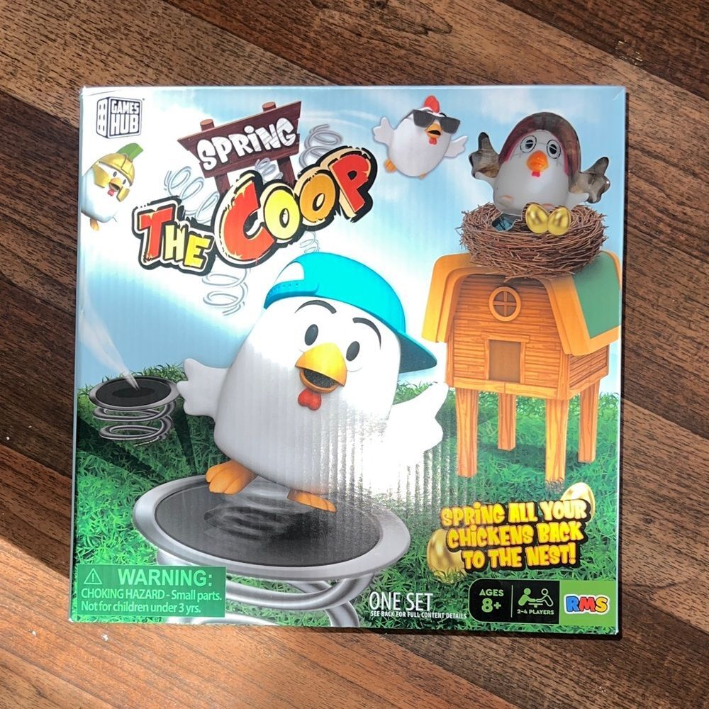 Spring The Coop Game – White Chicken with Blue Hat
